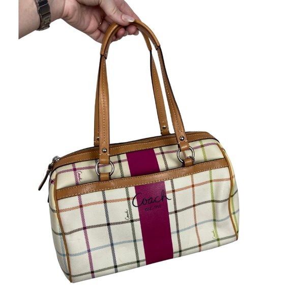 Coach Cream Plaid Purse - Picture 1 of 9